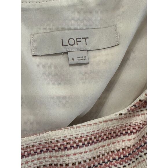 Loft Women's Pink White Gold Striped Textured Pocket Sheath Dress Size 4 - Picture 5 of 5